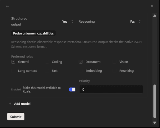 Assigning preferred roles and priority to a connected model